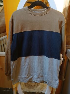 Oda Men's Colorblock Cotton Sweatshirt in Brown, Navy & Gray